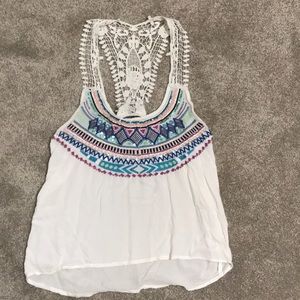 Crochet back sparkle tank